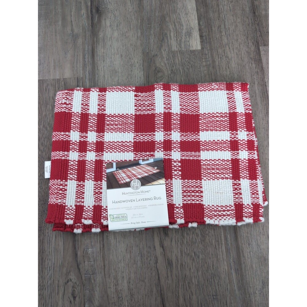 Huntington Home Handwoven Layering Rug Carpet Home 24x36 Red White New
